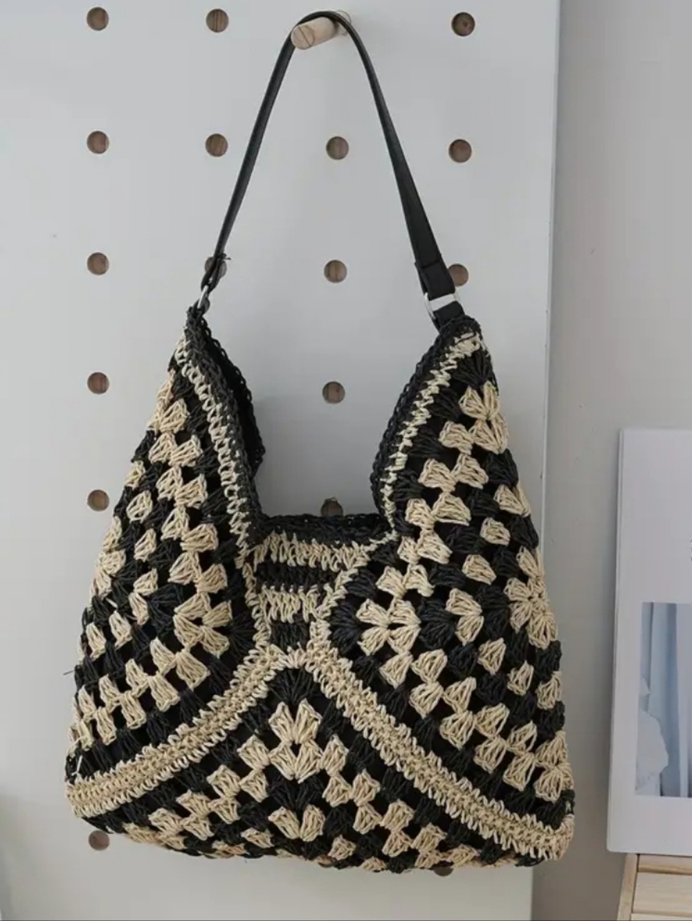 🎯NEW! Woven Straw Crochet Hobo Bag